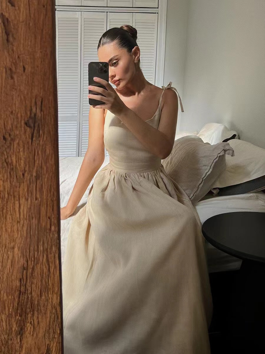 WW | Atmungsaktives Sommerkleid Aus Leinen Für Damen