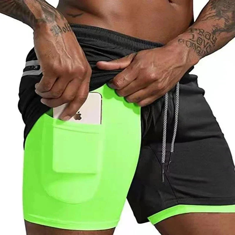 W&W Mode | Herren 2 in 1 Laufshorts Schnelltrocknend Für Sport Und Training Selfico