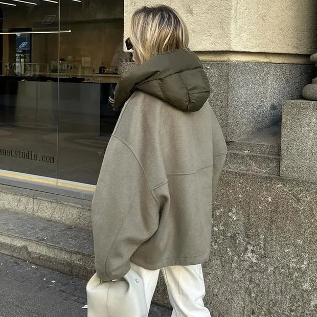 W&W - Lässige lockere Frauen Kapuzenjacke