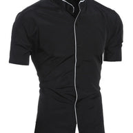 WW | Herren Slim Fit Stehkragenhemd Kurzarm