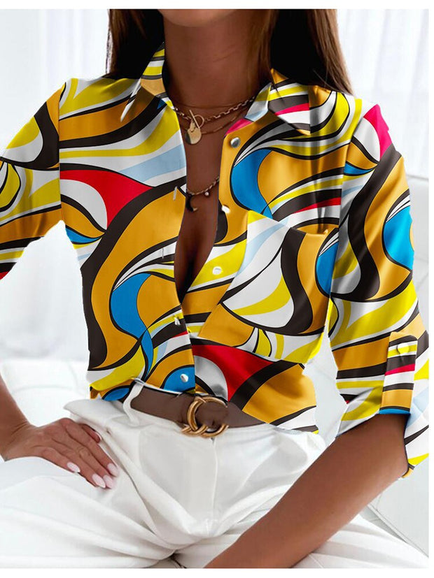 WW Print Shirts | Modische Bluse mit langen Ärmeln und Knopfleiste