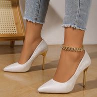 WW | Stilvolle Spitzige Stiletto Pumps Mit Goldener Absätze Für Damen