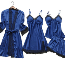 WW | Schlafanzug Set Luxus Sommer Satin Schlafanzug Set Mit Spitze Für Damen