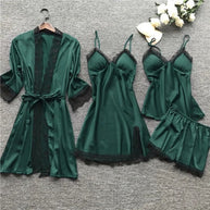 WW | Schlafanzug Set Luxus Sommer Satin Schlafanzug Set Mit Spitze Für Damen