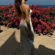 Satin Rückenfreies Partykleid