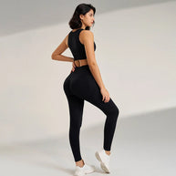 WW | Nahtloses Yoga-satz- Hoch-taillierte Leggings & Top Zweiteiliges Fitness-outfit