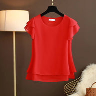 WW | Chiffon Bluse Mit O-ausschnitt Und Kurzen Ärmeln