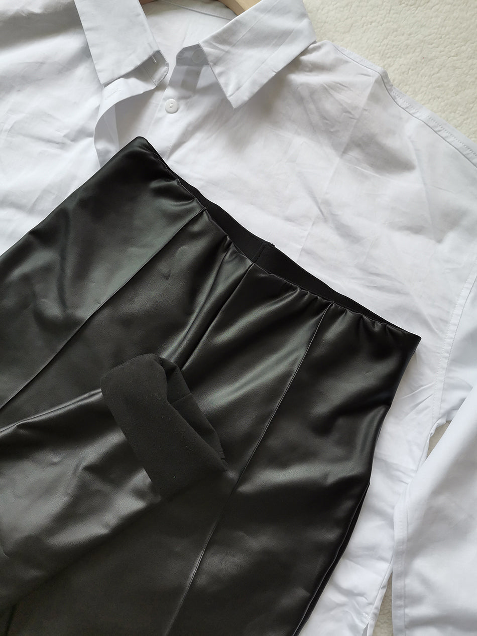 W&W Mode Lederleggings | Lederstretchleggings mit Fleece für den Herbst