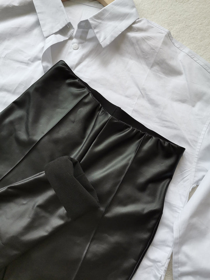 W&W Mode Lederleggings | Lederstretchleggings mit Fleece für den Herbst