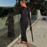 WW - Enganpassendes Midi-Kleid mit langen Ärmeln für Frauen