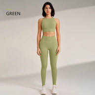 WW | Nahtloses Yoga-satz- Hoch-taillierte Leggings & Top Zweiteiliges Fitness-outfit