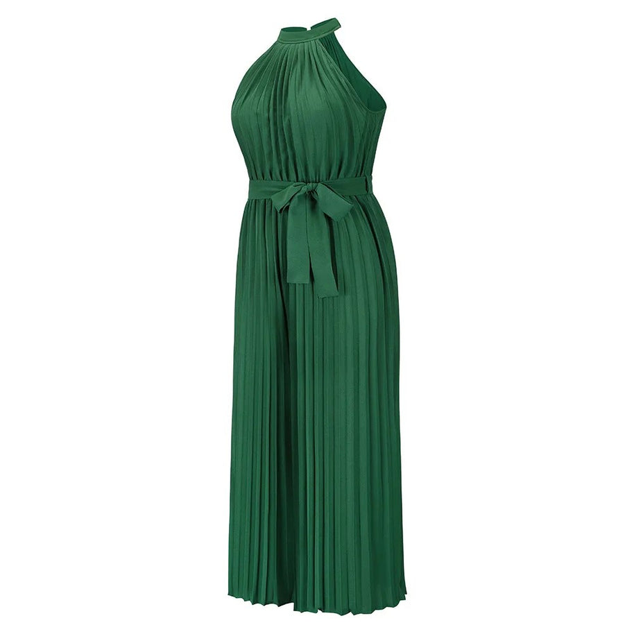 WW | Plissierter Overall mit Neckholder und Gürtel