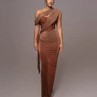 WW | Glitzer Rückenfrei Abend Maxi Kleid