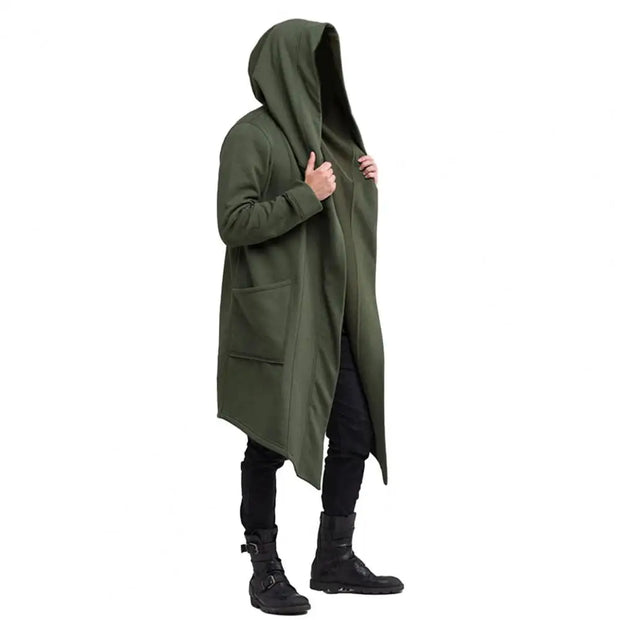 WW | Lange Strickjacke Im Gothic Stil Mit Kapuze Für Herren