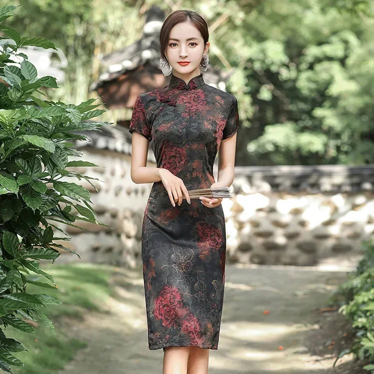 WW | Cheongsam Qipao Mode Kleidung Lässig Elegant Ethnischer Stil Vintage Kleid für Frauen Streetwear Frauen Kleidung Festlich Chinesisch