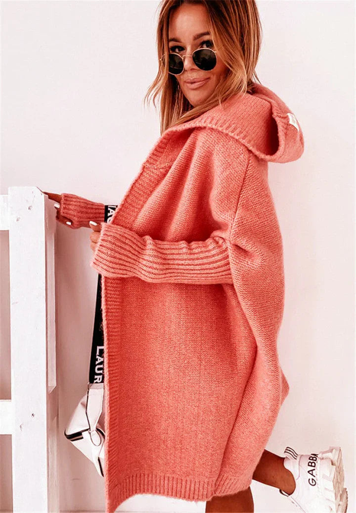 WW | Superweiche Gestrickte Strickjacke Mit Taschen Und Kapuze Für Damen