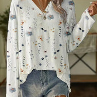 WW Blumenbluse | Moderne Frühlingsbluse mit V-Ausschnitt und Blumenmuster