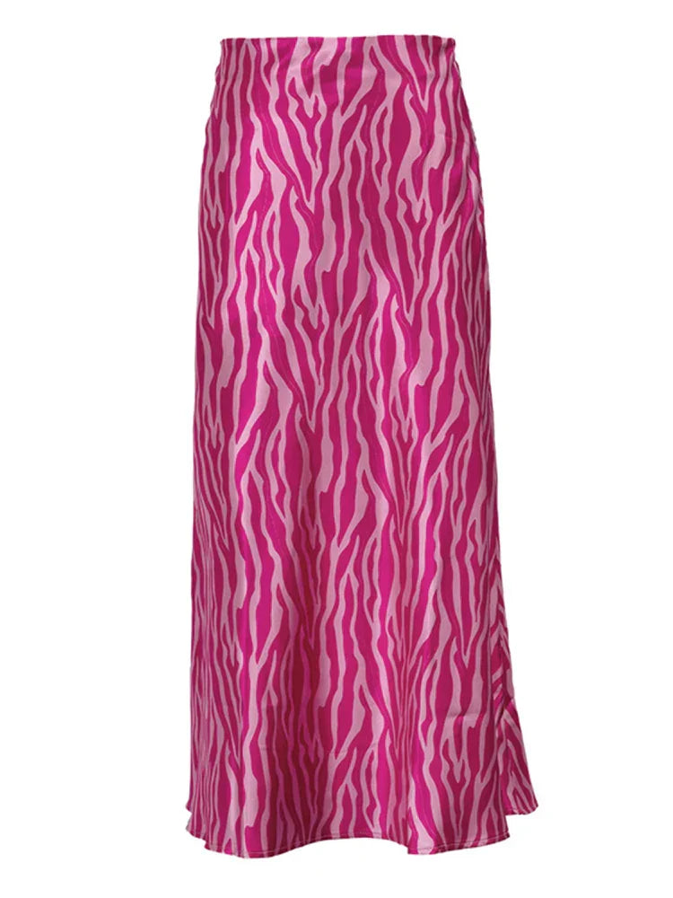 WW | Sommer Herbst Damen Elegant Midi Satin Röcke Gedruckt Hohe Taille Büro Damen Bodycon Bleistift Enger Rock für Damen
