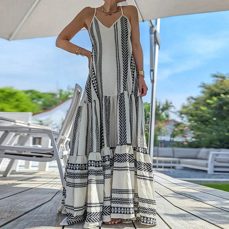WW - Armelloses Rüschenkleid mit lässigem Print