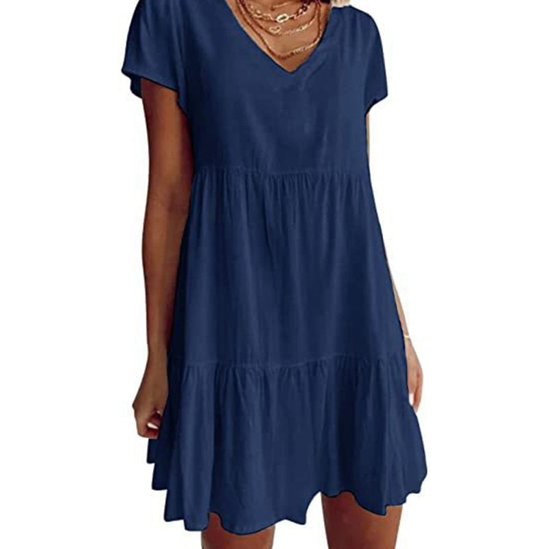 W&W Mode kurzärmeliges gewebtes Kleid