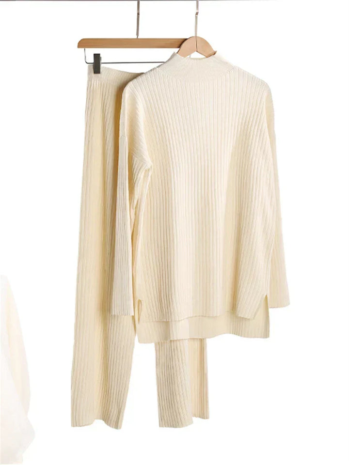 W&W Mode | teilige Loungewear-Set - gestrickter Damenpullover und Hose