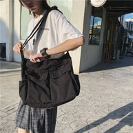 WW | Frauen Vintage Handtasche Canvas Teenager Schulter Tote Taschen Lieferdienst Tasche Damen Lässige Handtasche Crossbody Geldbörse
