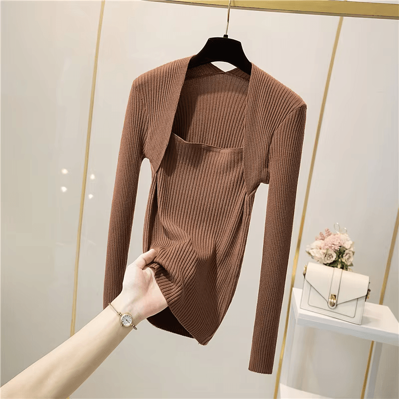 WW | Weicher, Warmer Strickpullover Mit Quadratischem Kragen