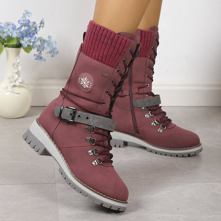 W&W Mode | Moderne Gestrickte Schneestiefel Mit Halbhoher Sohle