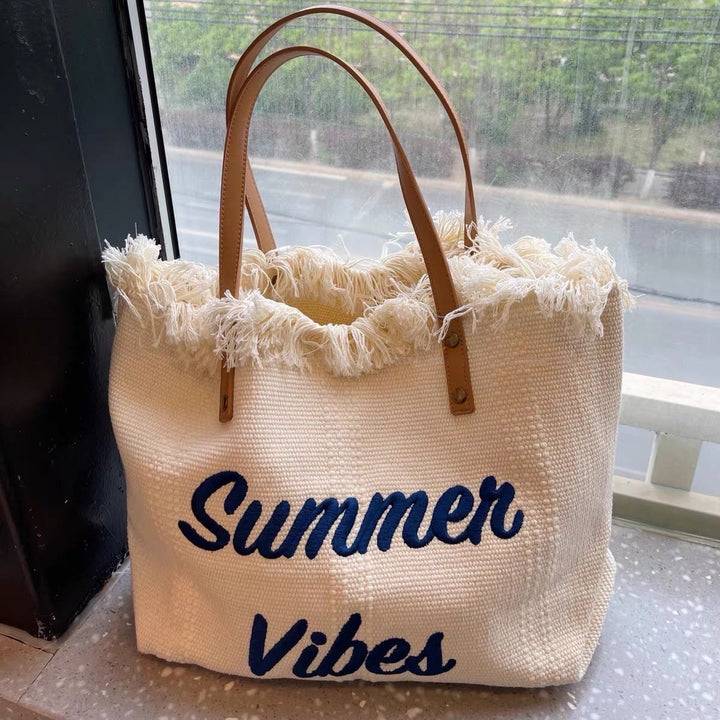 W&W Mode Sommer Vibes Strandtasche | Bunte Strandtasche mit sommerlichem Aufdruck