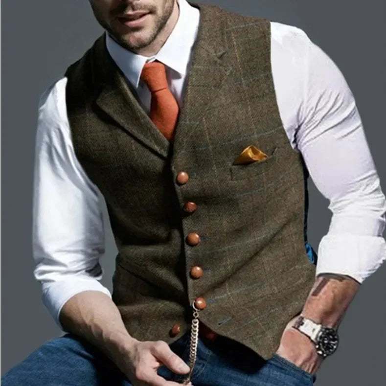 WW | Elegantes Slim Fit Tweed Weste Für Männer