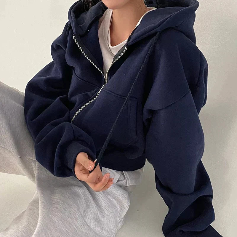 WW | Oversized-Zipper-Sweatshirt Mit Kapuze Für Frauen