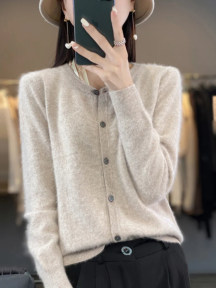 WW | Mohair Strickjacke Mit Knopfblende Für Damen