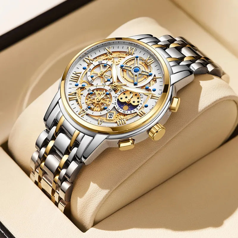 Herren-Quarzuhr mit Metallarmband