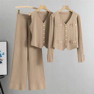 WW | Elegantes Strickweste- Mit Cardigan- Und Hosen-Set
