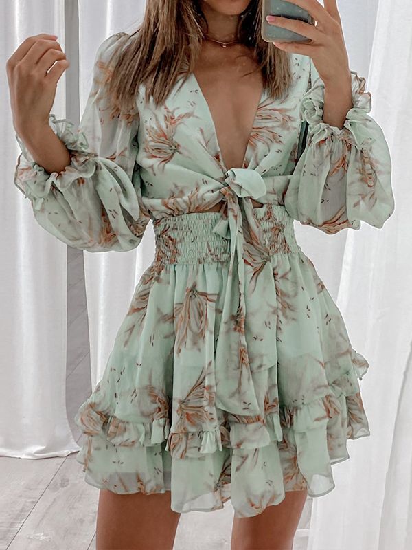 WW - Einfaches bedrucktes Chiffonkleid