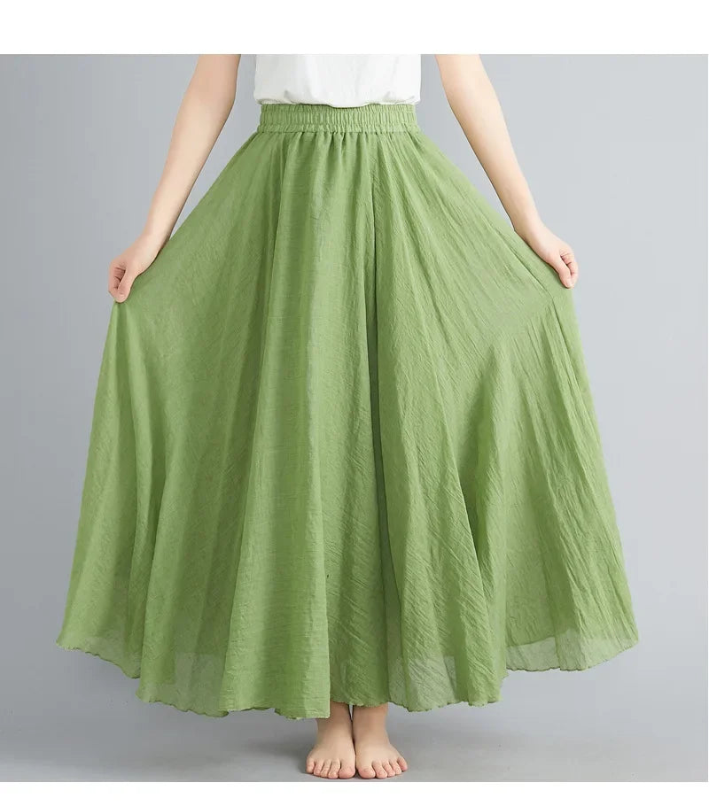 WW | Mode Baumwolle Leinen Kleidung Frauen Röcke Maxi Y2K Elegant Strand Saia Ropa Mujer Lässiges Kleid Boho Lange Röcke Faldas Harajuku