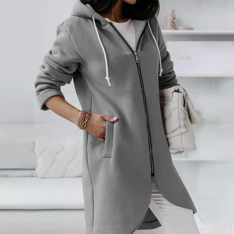 WW | Kapuzenstrickjacke mit geschwungenem Saum
