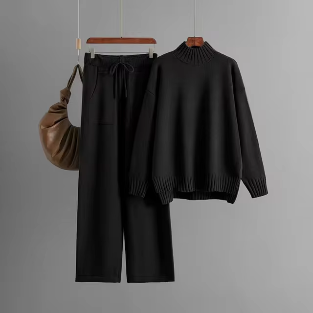 WW | Stilvolles Set Aus Langärmeligem Pullover Und Gerader Hose