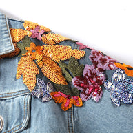 WW | Denim Jacke Mit Blumenstickereien Und Pailletten