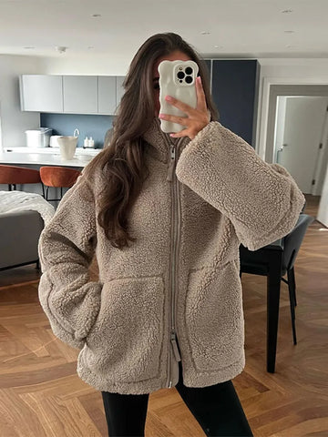 WW | Warmer Teddy-Mantel Mit Kapuze Für Frauen