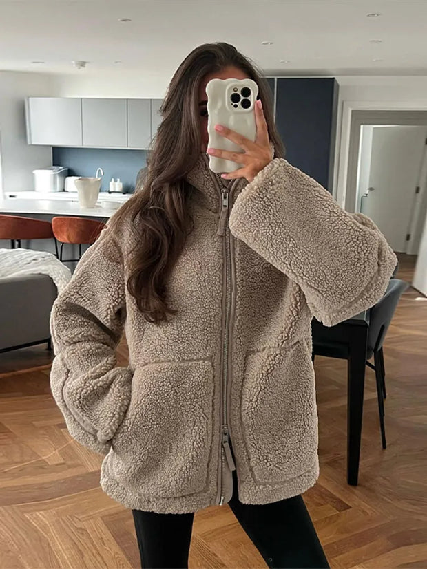 WW | Warmer Teddy-Mantel Mit Kapuze Für Frauen