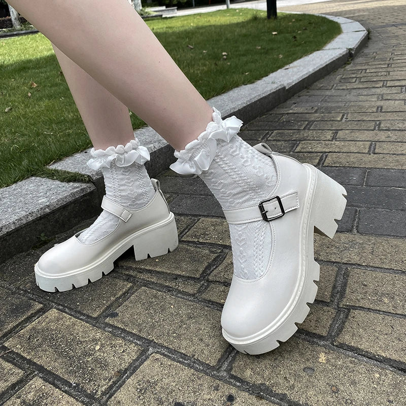 WW | Schuhe Frauen Schuhe Mary Janes Plattform Lolita Schuhe mit Absatz Pumps Frauen Japanischer Stil Vintage Mädchen High Heels Schuhe für Frauen