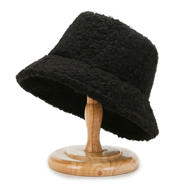 WW Damen-Lammwoll-Bucket-Hut | Warme Outdoor-Panama-Mütze für Frauen