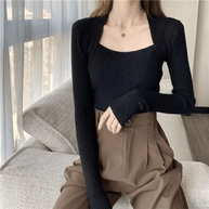 WW | Weicher, Warmer Strickpullover Mit Quadratischem Kragen