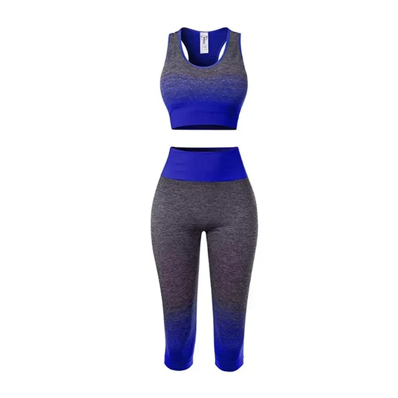 WW | 2-Teiliges Set Damen Outfit Yoga Set Elastisch Gradualer Wechsel Sport Bh Leggings Yoga Anzug Set Fitness Workout Sport Leggings