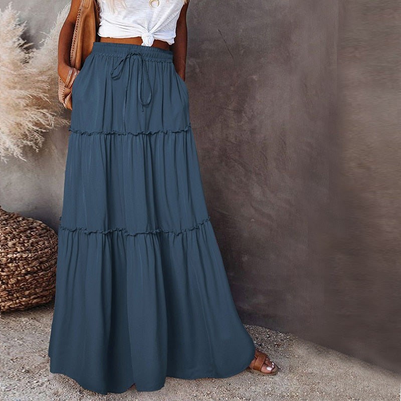 W&W Mode | Langer Hochtaillierter Maxi Rock