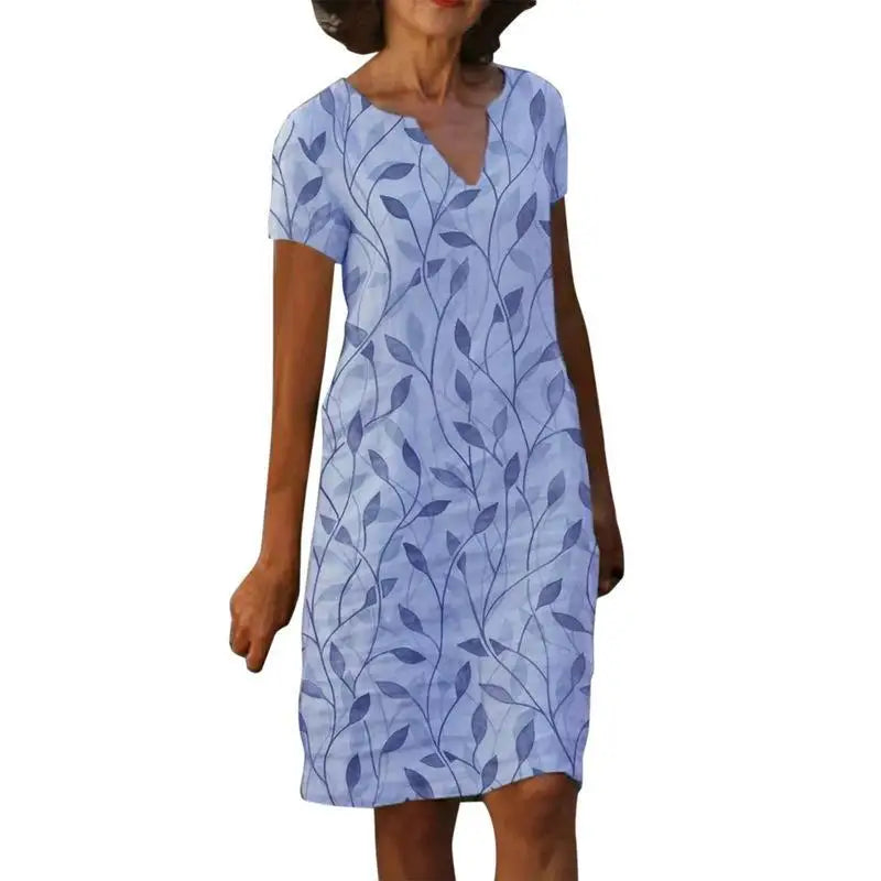 WW | Weinlese Blumen V-Ausschnitt Lang Kleid