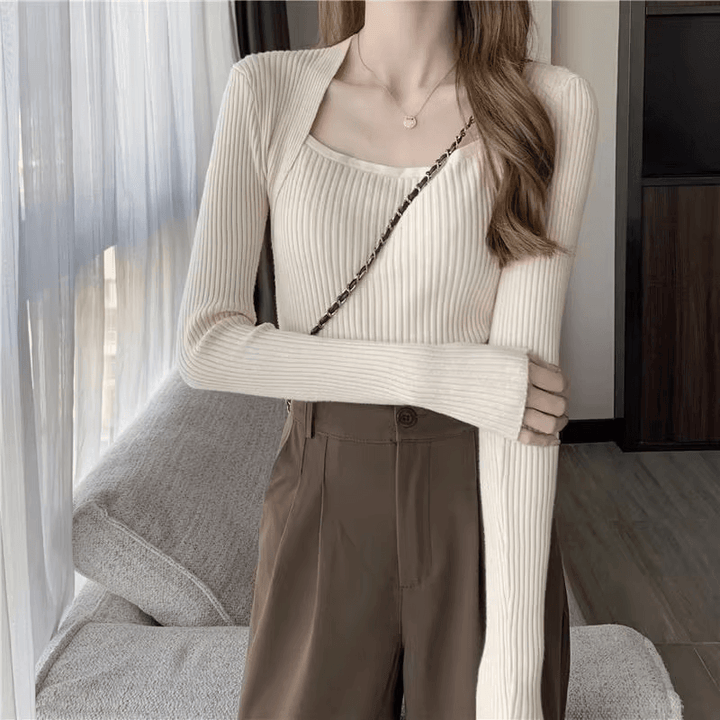 W&W Mode | Weicher, Warmer Strickpullover Mit Quadratischem Kragen