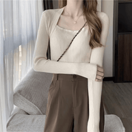 WW | Weicher, Warmer Strickpullover Mit Quadratischem Kragen