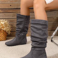 WW | Damen Stiefel Aus Wildleder Mit Seitlichem Reißverschluss, Wadenlang, Frühlingskollektion